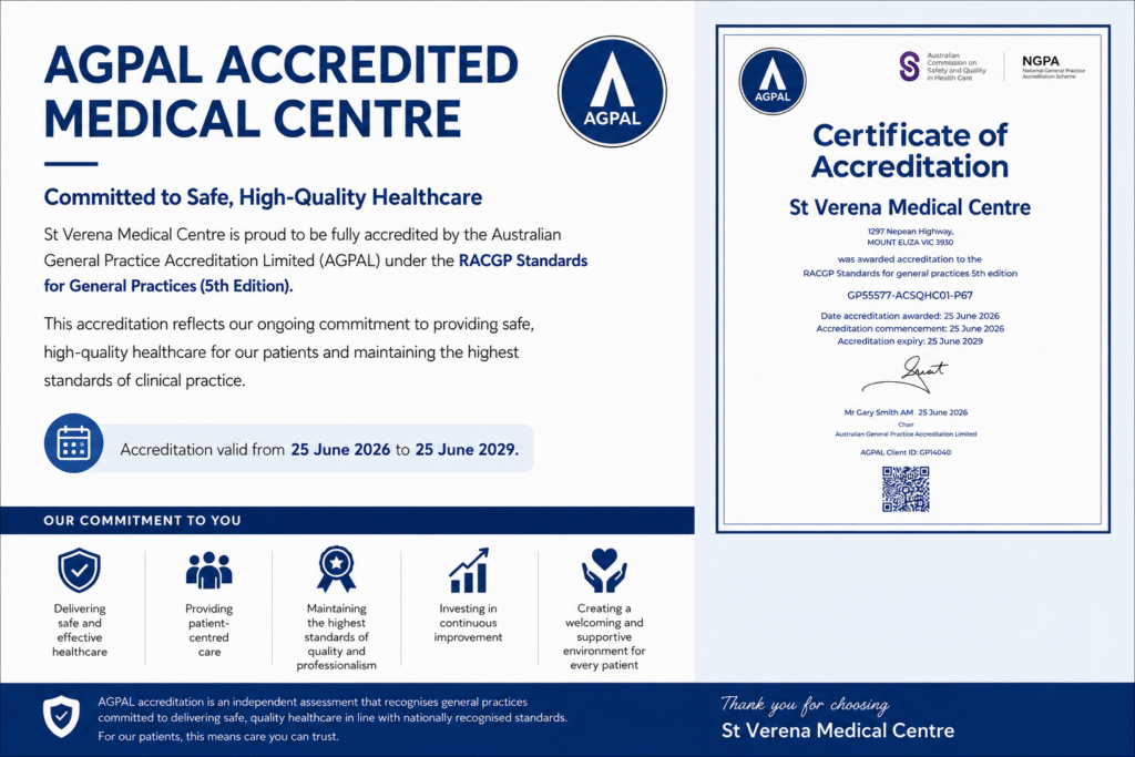 St Verena Medical Centre has achieved AGPAL accreditation